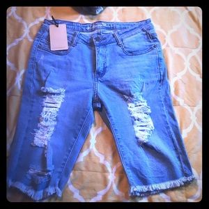 Bermuda jean distressed shorts! Brand new